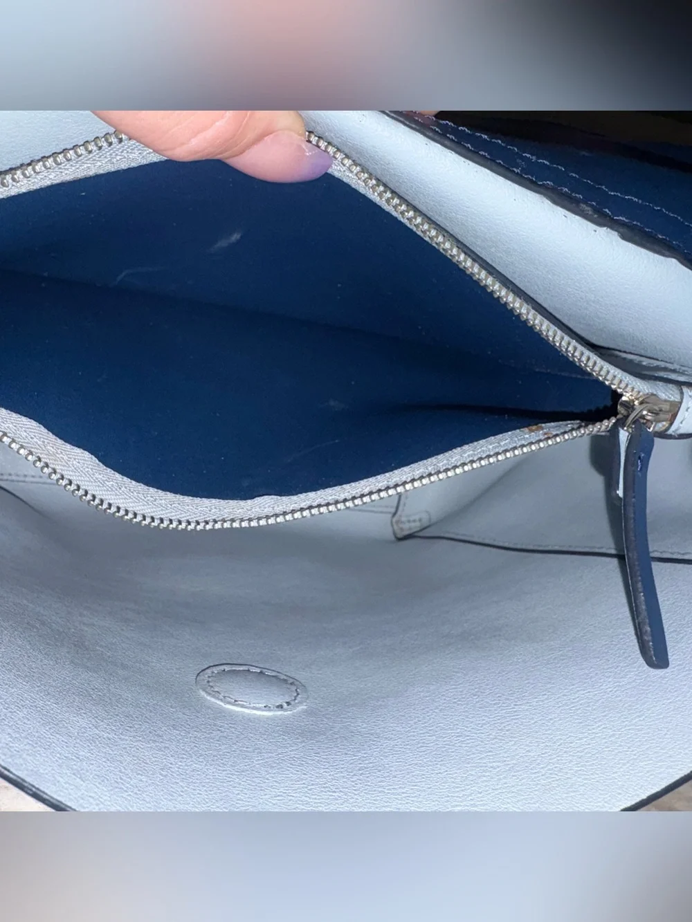 Kate Spade Navy Leather Backpack with Light Blue Straps